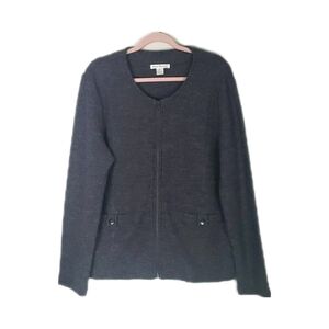 Susan Bristol 100% Wool Zipper Front Sweater Grey Size XL